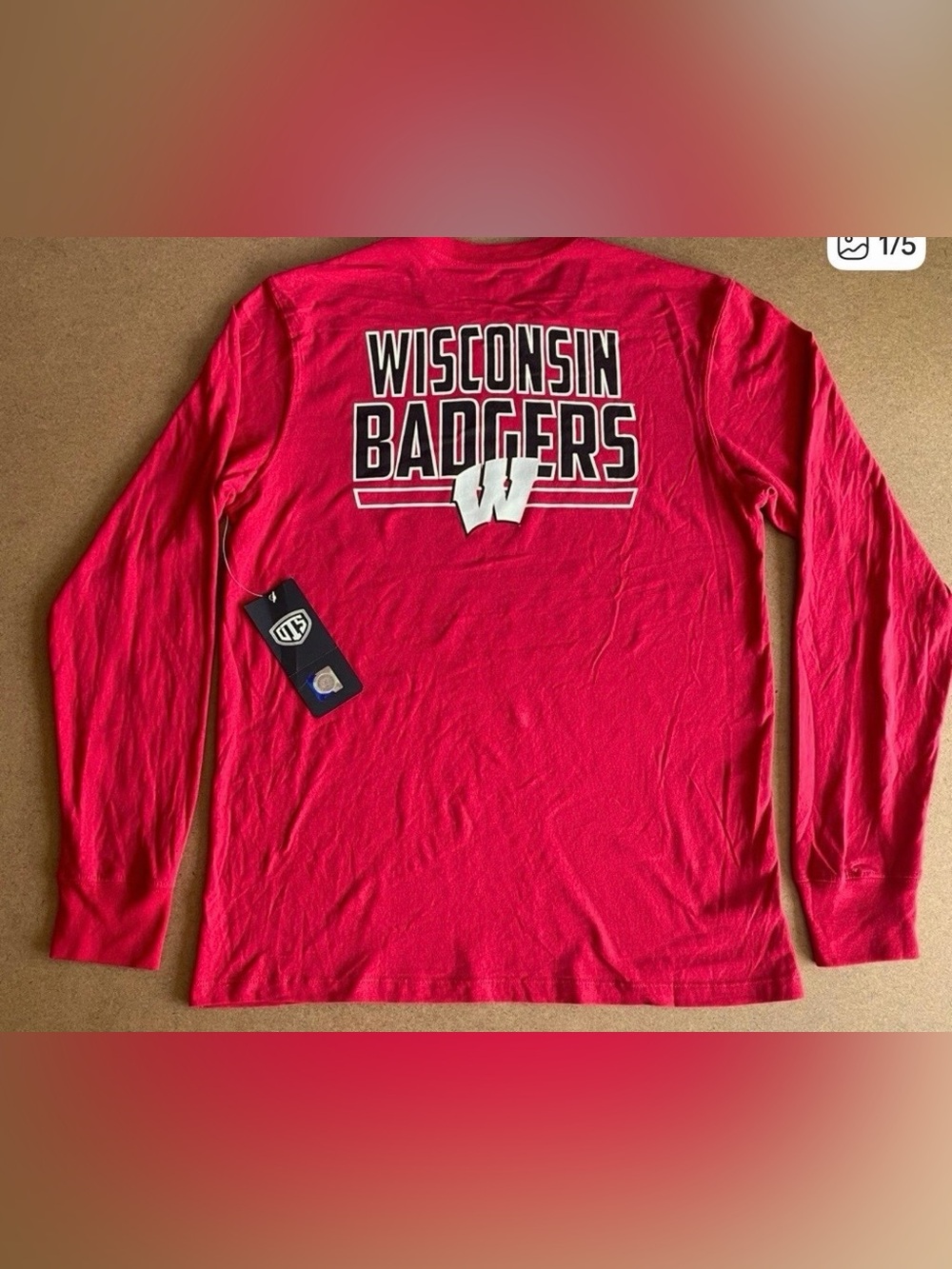 NCAA Wisconsin Badgers Unisex Red Long Sleeve Shirt - Size Medium - NWT